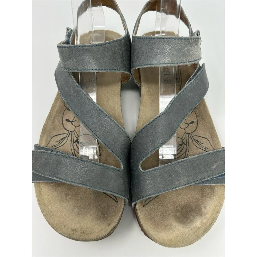 Josef Seibel Tonga 25 Womens Gray Comfort Wedge Sandals Hook & Loop Size 42